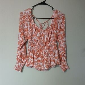 Wild Moss Floral Long-Sleeve Blouse Size M